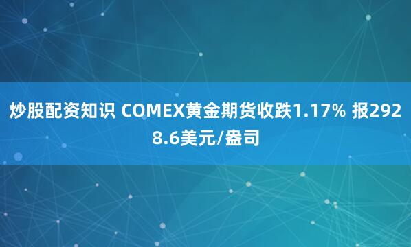 炒股配资知识 COMEX黄金期货收跌1.17% 报2928.6美元/盎司